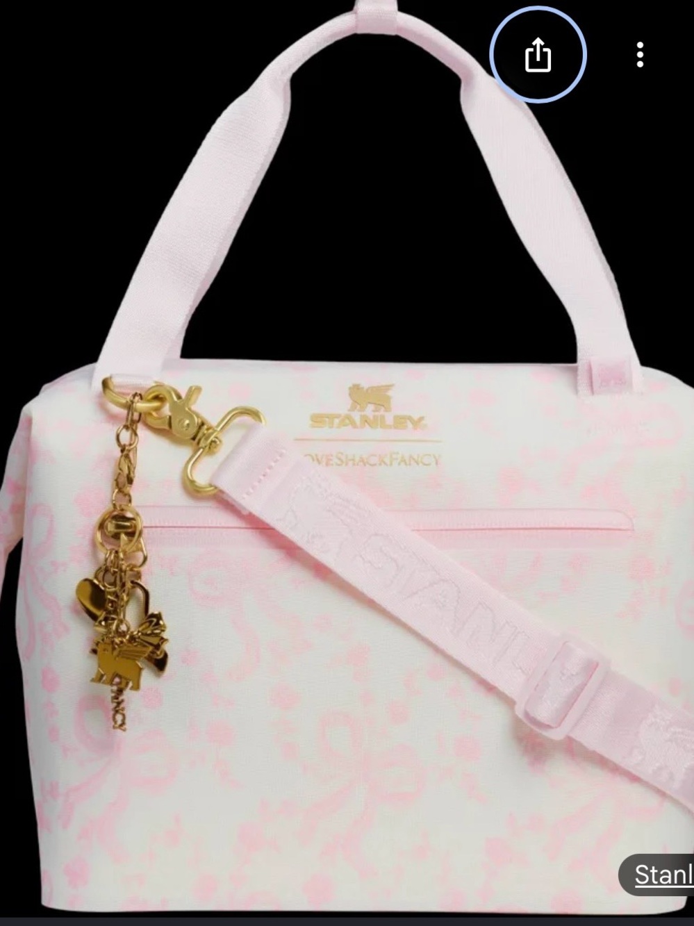 Stanley Light Pink Tote with Gold Charm Accents
